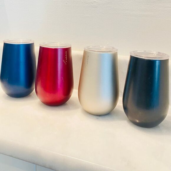 Lot Of 4 Rabbit Stainless Spill-Free Double Wall Tumblers Multicolor 12 Fl. Oz - Picture 2 of 4